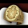 CUSIOALQQ Anello distintivo vintage con scudo leone placcato oro giallo 18 carati in argento Sterling 925 anello hip hop modello incisione anello corona anello sigillo stile punk gotico totem amuleto