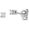 Miore Orecchini Donna a Perno 4 Griffe con Solitario in Oro Bianco 14 carati 585 con Diamanti da 0,10 Carati 2,5 x 2,5 mm, Piercing per Orecchio, Gioielli Donna Anallergici Fatti a Mano