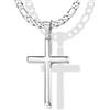 KRFY 925 Collana Pendente Croce in Argento per Uomo Donna con 5mm Durevole Acciaio Inossidabile Taglio Diamante Figaro Cordolo Catena Collana 18K Placcato Oro Bianco Croce Collana 18-30 Pollici