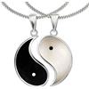 CLEVER SCHMUCK Set ciondolo Yin Yang, diviso in argento, Ø 18 mm, laccato nero e bianco, lucido, in argento Sterling 925, per uomo e donna in custodia magnetica