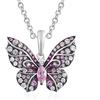 namana Splendida Collana Donna Argento 925 con Ciondolo a Forma di Farfalla, Collana Farfalla per Donna e Ragazza, Collana Nera con Pietre Zirconi Bianchi e Rosa