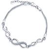 Yumilok Bracciale da donna con maglie e simbolo dell'infinito, in argento Sterling 925 e zirconi, bracciale con ciondolo a catena doppia, regolabile da 16,50 a 19 cm