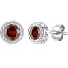 Qings Orecchini con Granato, Orecchino a Bottone, Orecchino a Bottone in Argento 925
