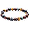 VLNET® | Bracciale elastico con pietre naturali da 8 mm e da 6 mm | occhio di tigre, occhio di falco, occhio di toro | Tg unica | unisex | bracciale tripla protezione (8 MM)