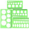 Kulannder 4 Modello di Righello, Modello di Righello Cerchio per Scuole/Uffici/Edifici, Disegno Righelli Modelli con Motivi Circolari e Ovali, Modelli di Misura Cerchio in Plastica, 4 Paquets Règle Géométrique