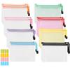 HDHGXUJRD Confezione da 16 buste portadocumenti in rete colorate A6, tasche con cerniera in plastica PVC, borsa portadocumenti impermeabile per documenti, cartellette, cosmetici (8 colori)