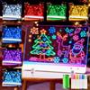 Yiminu.DS Lavagna da disegno a LED con colori con penna a 12 colori, 35 x 25 cm, lavagna per appunti in acrilico trasparente, lavabile, lavagna per appunti, memo