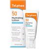 Telphee Ultra Defence Crema Solare Viso SPF 50 | 2-in-1 Crema Idratante Viso con 3 Ceramidi | Tecnologia Barrier-Lock 8 Ore| 60 Min. Resistente all'Acqua, Zero Alone Bianco | Senza Profumo