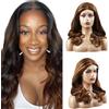 Creuost Parrucca in capelli umani da 30 pollici Body Wave 4 x 1 in pizzo svizzero parrucche da donna senza processi brasiliani vergini Pre Plucked with Natural Hairline P4/30 Highlight Brown