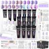 SAVILAND Kit Acrygel per Unghie 15 Colori Gel Ricostruzione Unghie Viola Effetto Occhio di Gatto con Lampada UV + Slip Solution Kit per Estensione Unghies Nail Art Fai Da Te 03