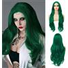 Salaibs Parrucca riccia lunga verde per le donne sintetico resistente al calore centrale parrucca per Halloween Cosplay uso