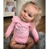 MineeQu Bambole Reborn - Bambola Ricomposta 20 Pollici, Bambina Sorridente, Vinile Totale, Capelli Blondi Radicati, Outfit Rosa