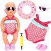 CHONGQILAO Set da Nuoto per Bambole, Estate Costume da Bagno per Bambole, con Costumi da Bagno per Bambole, Anello per il Nuoto, Occhiali da Sole, Pantofole, Pompa ad Aria, Vestiti per Bambole 35-45 cm