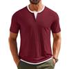 Wayleb T-Shirt Serafino Uomo con Bottoni Manica Corta Casual Girocollo Maglietta in Cotton per Tempo Libero, Blu Cobalto L