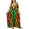 L-Peach Abito da donna Caftano, vestito da casa, camicia da notte, abito da spiaggia, abito oversize, maxi copricostume, Multicolore 13, Taglia unica