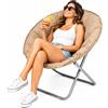 BAKAJI Poltrona Moon Con Schienale Imbottito Pieghevole In Acciaio 80x80x70 cm Marrone
