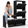 Shally Dogan Scarpiera Salvaspazio 3 Ante Mobile Portascarpe 105x118,5 cm Multiuso Nero