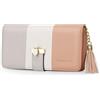 Pomelo Best Portafoglio da donna RFID - Grande capacità da donna con 12 scomparti per carte, adatto per telefono, organizzazione multi-scomparto, regalo ideale, Grigio/Bianco/Albicocca, L, Classico