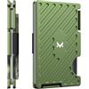MIFANYO Portafogli minimalista da uomo, porta carte di credito in metallo con cinturino per denaro, sottile porta carte da uomo, protezione RFID, tasca frontale, verde militare, L10, L-verde