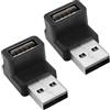 QIANRENON USB 3.1 90° Angle Adattatore 10Gbps USB 3.1 maschio a femmina L Angolo Connettore USB A3.1 retto Angolo Convertitori,Per dati trasferimento OTG Ricarica 3A,2Pcs(Curva positiva/femmina down)