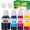 FANSHENG GI50 Inchiostro Compatibile con Canon GI-50 50 Flaconi di Inchiostro per Pixma G1520 G1560 G2520 G2560 G3520 G3560 G1530 G2570 G4570 G5050 G6050 G7050 GM2050 Stampanti (4 Pack BK/C/M/Y)