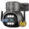 Ctronics 6X Zoom Híbrido Telecamera Wi-Fi Esterno con Tracciamento-Auto-Zoom, PTZ IP Videocamera Sorveglianza con Doppio Lente Rilevamento Umano Visione Notturna Colori Audio Bidirezionale (1, Grigio)