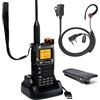 HYSHIKRA Quansheng UV-K5 (8) VHF UHF walkie talkie portatile FM NOAA UV-K6 Radio bidirezionale per esterni/magazzino e logistica/navigazione/produzione industriale (nero, Con auricolare rosso a forma di G)