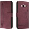 Bravoday Cover per Galaxy J710 / J7 2016, Flip Custodia in Pelle PU Portafoglio Custodia per Galaxy J710 / J7 2016, con Slot per Schede, Vino Rosso