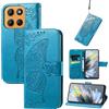 JIUNINE Cover a Libro per Motorola Moto G67 5G / G77 5G, Blu | Custodia Portafoglio Antiurto in Pelle Sintetica, Motivo Farfalle 3D, Portacarte, Supporto Regolabile, Chiusura Magnetica