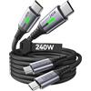 INIU 240W Cavo USB C a USB C, [2Pezzi 2m] PD3.0 Cavo USB Type-C Ricarica Rapida, Nylon Cavo USBC per iPhone 17 Pro Max, MacBook Air, iPad Pro, Samsung Galaxy S25 Ultra, Pixel 10, Steam Deck Switch ECC