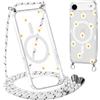 Yoedge Magnetica Cover con Cordino per iPhone Air/iPhone 17 Air 6,5 Compatibile con MagSafe, Trasparente Custodia TPU Silicone Antiurto Collana Tracolla Laccio Case con Aesthetic Disegni Margherite