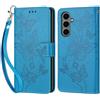 KENHONER Custodia per Samsung Galaxy S25 FE 5G Cover, Blu Farfalla | Portafoglio in Pelle PU Retro, Antiurto Flip, Slot per Schede, Funzione Stand, Chiusura Magnetica