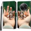 Haninsuze Cover per Xiaomi Redmi A3 / A3x, Custodia Interno TPU Antiurto Portafoglio con Disegni [schede Fessura] [Supporto Stand] Cover Libro in PU Pelle (Gatto)