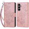 KENHONER Custodia per Samsung Galaxy S25 FE 5G Cover, Oro rosa Farfalla | Portafoglio in Pelle PU Retro, Antiurto Flip, Slot per Schede, Funzione Stand, Chiusura Magnetica