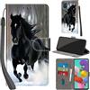 PHINIENLAND Cover per Samsung Galaxy A51 / M40s custodia portafoglio Cavallo nero | 3 scomparti carte, 1 tasca banconote, Chiusura magnetica, Supporto, Pelle PU flip cover per Samsung A51
