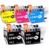 Yowell LC421XL LC-421 Cartucce, 500 Pagine Améliorer Compatibili per Brother LC421 LC-421XL Multipack per Brother DCP-J1050DW DCP-J1140DW MFC-J1010DW (2x Nero 1x Ciano Magenta Giallo, 5 Pack)