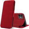 Verco Case per Apple iPhone 12 Mini Custodia [5.4 pollice], Cover a Libro Pelle PU per iPhone 12 Mini Custodia Premio Booklet Protettiva, Rosso
