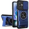 HAONANDE custodia per Motorola Moto G54 5G/G54 Power 5G/Moto G64 5G con ring stand magnetico, cover militare antiurto con protezione fotocamera scorrevole compatible with MagSafe ricarica wireless Blu