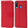Verco custodia per Huawei P30 Lite, Case per P30 Lite Cover PU Pelle Portafoglio Protettiva, Rosso