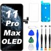 DIGI4U Display OLED per iPhone 11 Pro Max, 6,5 pollici, ricambio per schermo COF Full HD True Tone, non LCD, con kit di riparazione, pellicola protettiva e colla impermeabile
