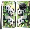 Haninsuze Cover per Xiaomi Redmi A3 / A3x, Custodia Interno TPU Antiurto Portafoglio con Disegni [schede Fessura] [Supporto Stand] Cover Libro in PU Pelle (panda)