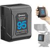 Moman V Mount Batteria, Moman Power 95 Vlock Battery kit 95Wh/14.8V/6450mAh con Uscite 2×D-TAP/USB-A/BP, Piccola Batterie per Camere DSLR Canon Sony BMPCC 4k Monitor Smartphone, V-Mount-Mini-VLock-Batteria