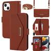 Cavor Cover Compatibile con iPhone 13 con Cordino,Flip Portafoglio Custodia Pelle,[Specchio][5 Porta Carte][Magnetico],Custodia Cover con Laccio Compatibile con iPhone 13 - Marrone