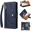 Jeelar ESONG Cover per Xiaomi Redmi note 13 Pro 5G,Custodia Portafoglio a Libro in Pelle PU,Antiurto Protezione Flip Wallet Case con Staffa,Slot per Schede,Magneticachiusa,Cerniera,Cordino-blu