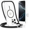 Vauki Cover Magnetica per iPhone 16 Pro con Cordino con Controllo Fotocamera Pulsante Cattura, Compatibile con MagSafe, Trasparente Sottile Antiurto Custodia con Laccio Tracolla Cellulare (Nero)