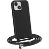 MyGadget Cover per iPhone 15 Plus - Custodia con Corda - Case con Cordino Opaca Antiurto/Bumper con Laccio/Tracolla - Practical Stylish per Collo Nero