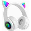 DGS Cuffie Bluetooth per bambini con luce LED Cuffie a fascia orecchie di gatto tablet cellulare wireless pieghevoli microfono integrato suono stereo regalo per ragazze bambini compleanno Natale