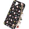 Yoedge Natale Cover per iPhone 16e/SE 4/SE 2025 6,1 con Catena, Natalizia Braccialetto Custodia con Carino Disegni Cartoon Babbo Natale, Sottile Silicone TPU Bumper Antiurto Christmas Case, Nero
