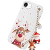 Yoedge Natale Cover per iPhone 16e/SE 4/SE 2025 6,1 con Catena, Natalizia Braccialetto Custodia con Carino Disegni Cartoon Cervo, Sottile Silicone TPU Antiurto Christmas Case para iPhone 16e, Bianca