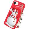 Yoedge Natale Cover per iPhone 16e/SE 4/SE 2025 6,1 con Catena, Natalizia Braccialetto Custodia con Carino Disegni Pupazzo di Neve, Sottile Silicone TPU Antiurto Christmas Case para iPhone 16e, Rosso